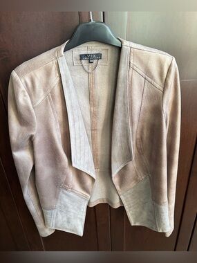 Vex Collection Taupe Faux Suede Open-Front Jacket